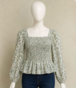 Floral Smocked Peplum Top