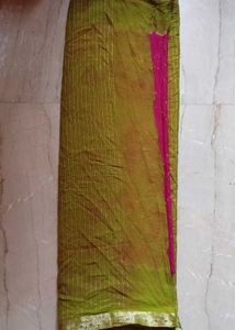 Elegant Silk Saree with Golden Stripes