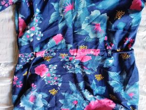 Blue Floral Print Kurta with salwar