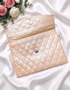 💖 Plum Golden Beige Quilted Envelope Clutch Walle