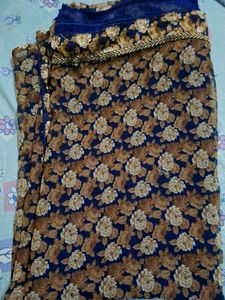Elegant Navy Floral Saree