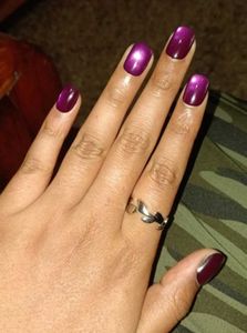 ✨ Handmade hot Purple Cat-Eye Gel Nails 💜