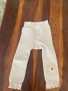 Flower Applique Baby Leggings For Winters
