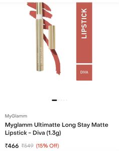 MyGlamm Ultimatte Lipstick: Shade Diva (Rusty Brown)
