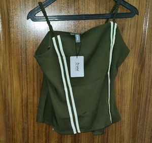 Stylish Olive Green Spaghetti Top