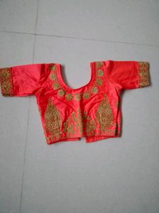 Coral &amp; Gold Embellished bridal Lehenga Skirt