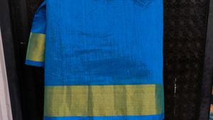 Elegant Blue Saree with Gold Border