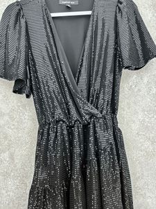 Sparkling Black Sequined Wrap Dress