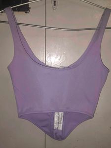 Lilac Corset Top with Hook-and-Eye Closure