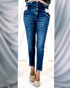 High Rise Blue Denim Skinny Jeans