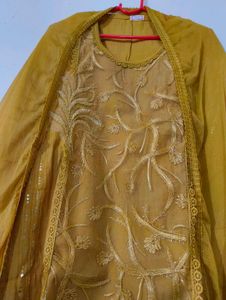 mustard yellow dress material