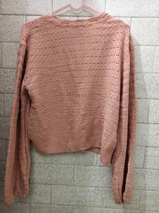 Pink Knit Cardigan with Buttons