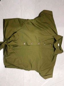 Olive Green Button-Up Tunic Top