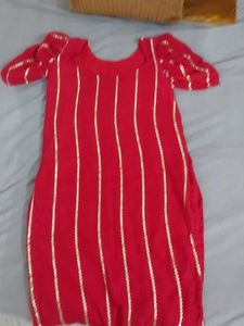 Red &amp; Gold Embellished Kurti