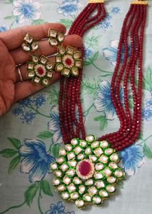 Stunning Marron Beaded Necklace &amp; Earring Set