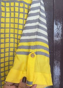 Yellow &amp; Grey Checked global desi Kurta