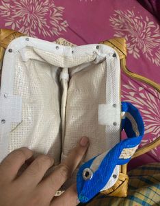 Boho Woven Crossbody Bag with Bamboo Handles
