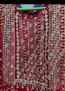 Beautiful Red Bandhani long Kurta