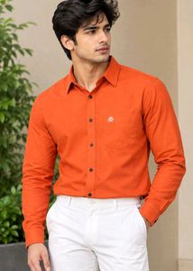 Men's Bright Orange Casual Shirt