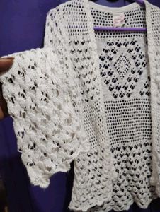 Chic Crochet White Cardigan