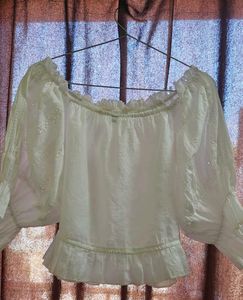 White Off-Shoulder Eyelet Blouse