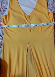 DESIGNER YELLOW FRONT SLIT DRESS (TOTALLY NEW)