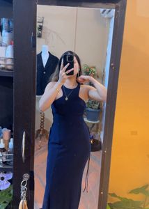 Elegant Navy Blue Sleeveless Maxi Dress