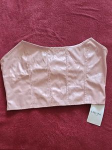 cute Pink Faux Leather Corset Top