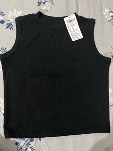 Sleek Black Sleeveless Mock Neck Top