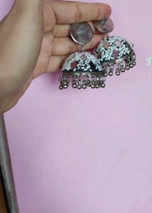 Mirror Work Jhumka Earrings