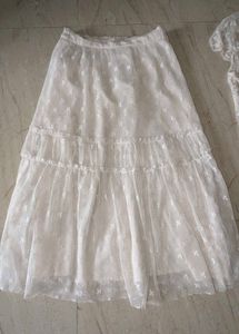 White Lace Tiered Maxi Skirt