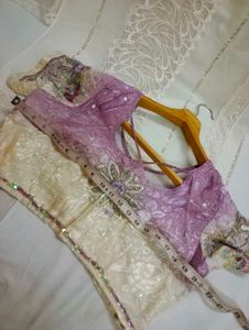 Elegant Lavender Saree with Blouse
