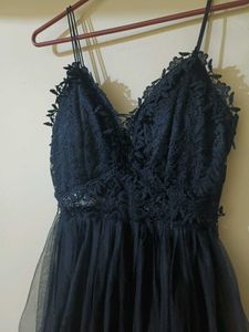 Elegant Black Lace Tulle Dress