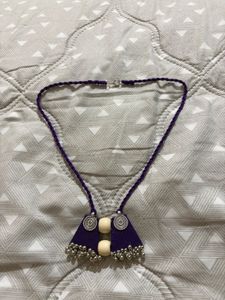 Boho Purple Pendant Necklace with Jhumkas