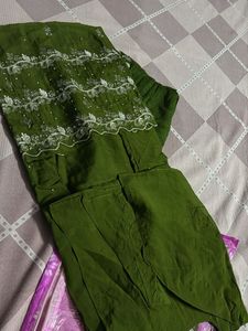 Embroidered Olive Green Kurta Set