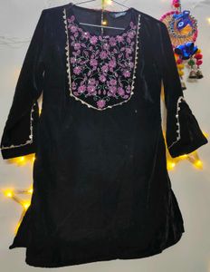 Black Velvet Kurta with Palazzo Pants