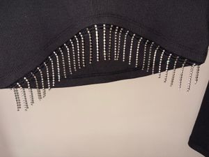 Black Crop Top with Rhinestone Fringe