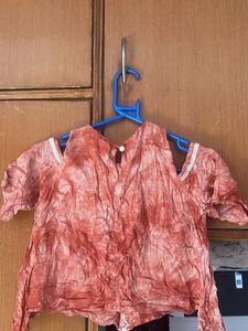 Tie-Dye Top with Lace Detail
