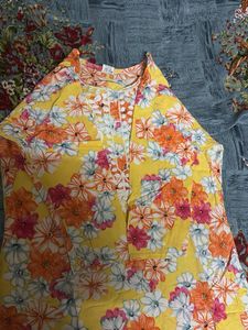 Yellow Floral Print Kurta