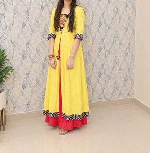Yellow &amp; red beautiful 3 piece dress