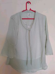 Mint Green Checkered Top