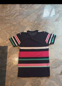 Men's Striped Navy Blue T-Shirt