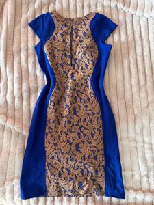 AND Blue Lace Sheath Dress