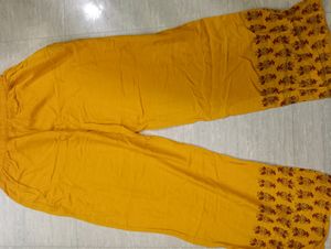 Mustard Colour Kurta And Plazzo Set