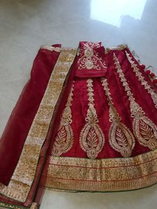 Embroidered Maroon Lehenga Choli Set