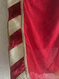 2.5 Meter Full Net Dupatta With Velvet Desig Borde