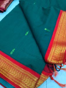 Elegant Green &amp; Red Saree