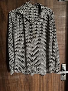 H&M Retro Geometric Print Button-Up Blouse