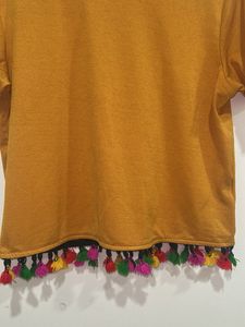 Mustard Yellow Tassel Trim Top