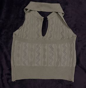 Olive Green Knit Halter Top